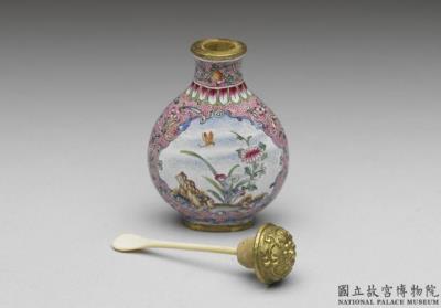 图片[3]-Copper-body painted enamel snuff bottle with a dragonfly-rock-and-flower design, Qing dynasty, Qianlong reign (1736-1795)-China Archive